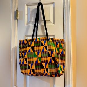 Vintage Avon Old Stock African Kente Print Geometirc Design Tote Bag 14X12X4